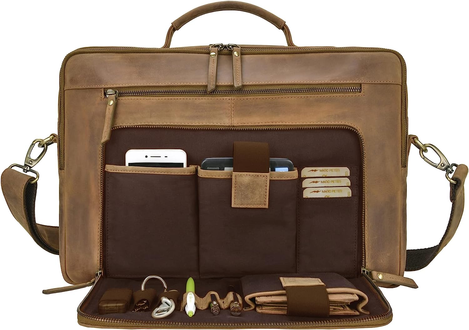 230816042725021_1 Marc Peter Auckland Real Leather Laptop Bag | Shoulder Bag for 15.6 inch Laptop | Briefcase for Notebook - Image 1